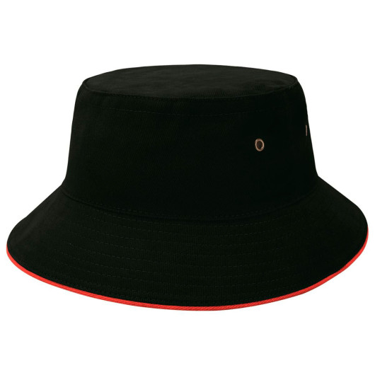 Black Red Sandwich Brim Bucket Hats